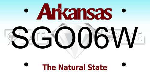 SGO06W Arkansas License Plate