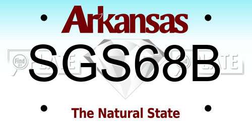 SGS68B Arkansas License Plate