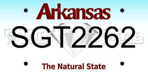 SGT2262 Arkansas License Plate