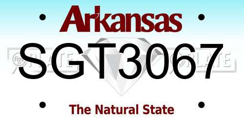 SGT3067 Arkansas License Plate
