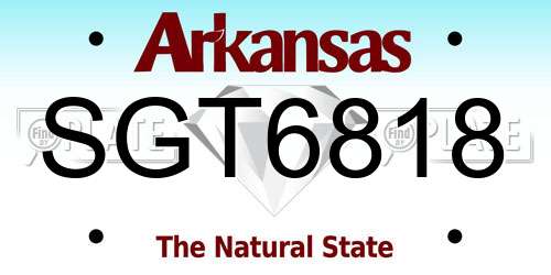 SGT6818 Arkansas License Plate