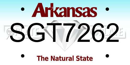 SGT7262 Arkansas License Plate