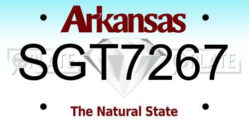 SGT7267 Arkansas License Plate