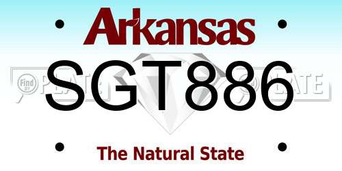 SGT886 Arkansas License Plate