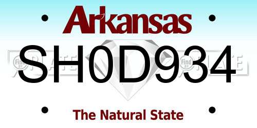 SH0D934 Arkansas License Plate
