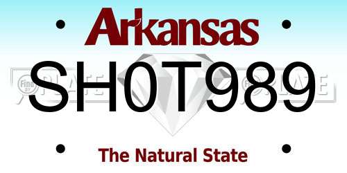 SH0T989 Arkansas License Plate