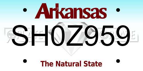 SH0Z959 Arkansas License Plate