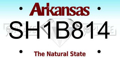 SH1B814 Arkansas License Plate