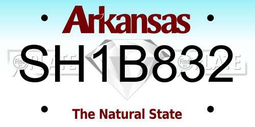 SH1B832 Arkansas License Plate