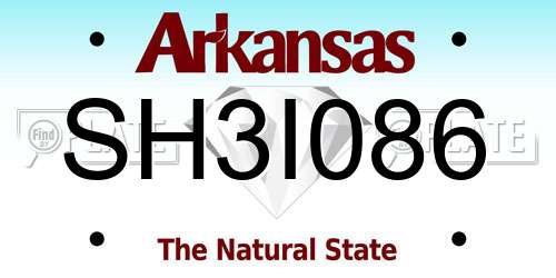 SH3I086 Arkansas License Plate