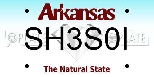 SH3S0I Arkansas License Plate