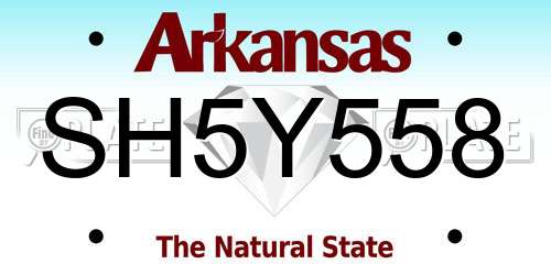 SH5Y558 Arkansas License Plate