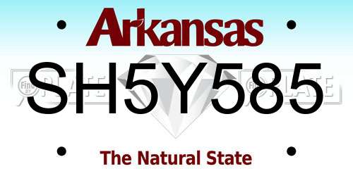SH5Y585 Arkansas License Plate