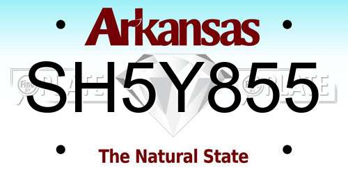 SH5Y855 Arkansas License Plate