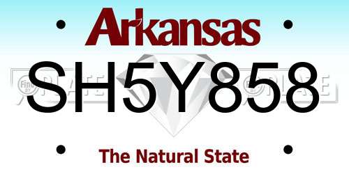 SH5Y858 Arkansas License Plate