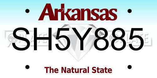 SH5Y885 Arkansas License Plate