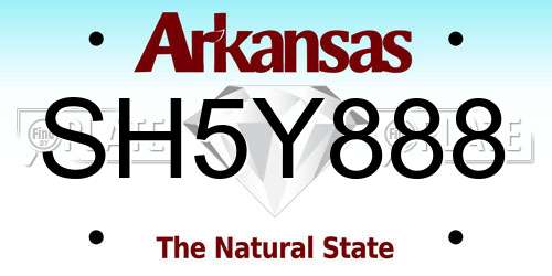 SH5Y888 Arkansas License Plate