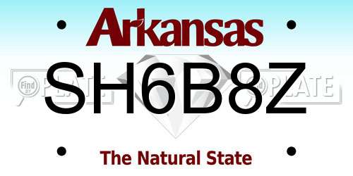 SH6B8Z Arkansas License Plate
