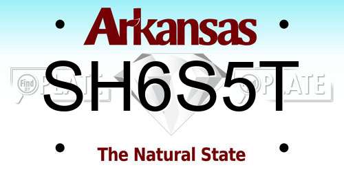 SH6S5T Arkansas License Plate