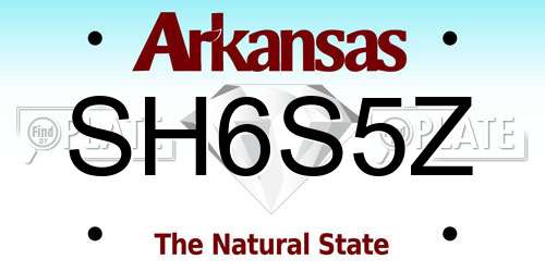 SH6S5Z Arkansas License Plate