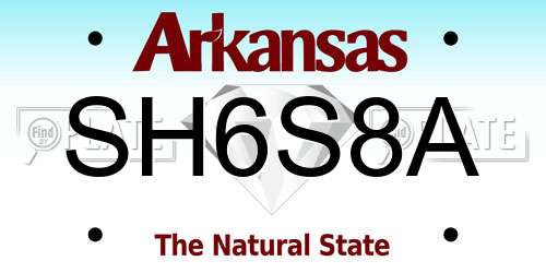 SH6S8A Arkansas License Plate