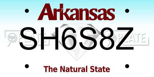 SH6S8Z Arkansas License Plate
