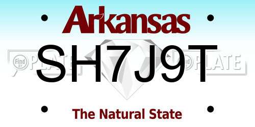 SH7J9T Arkansas License Plate