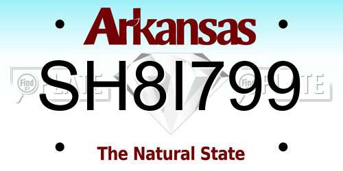 SH8I799 Arkansas License Plate