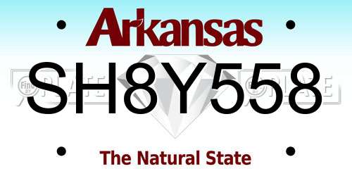 SH8Y558 Arkansas License Plate