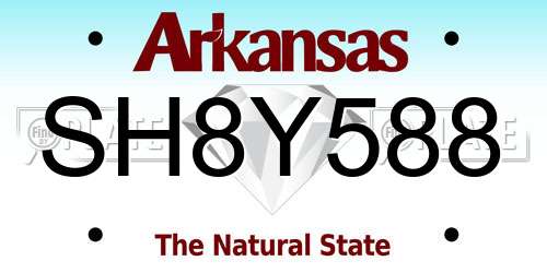 SH8Y588 Arkansas License Plate