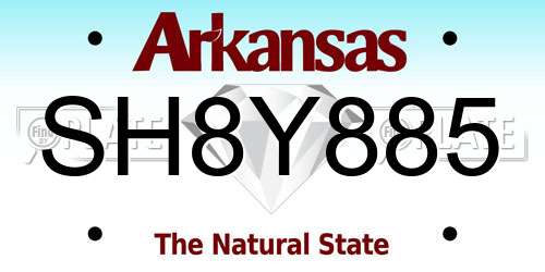 SH8Y885 Arkansas License Plate