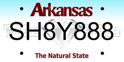 SH8Y888 Arkansas License Plate