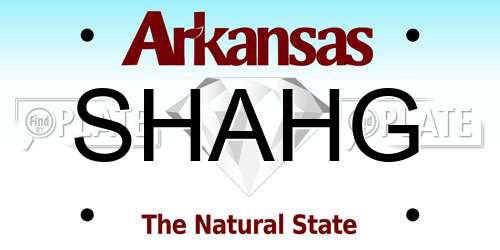 SHAHG Arkansas License Plate