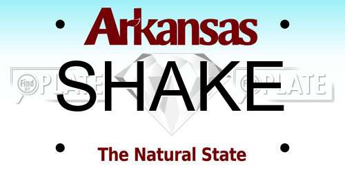 SHAKE Arkansas License Plate