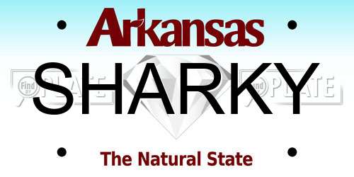 SHARKY Arkansas License Plate