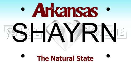SHAYRN Arkansas License Plate
