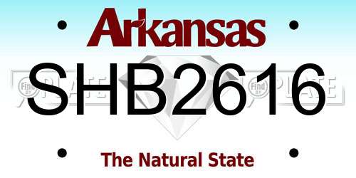 SHB2616 Arkansas License Plate