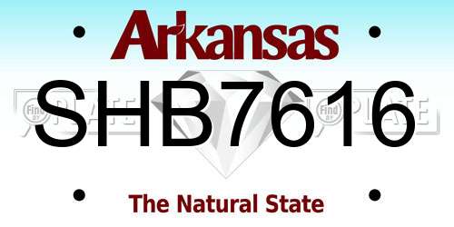 SHB7616 Arkansas License Plate