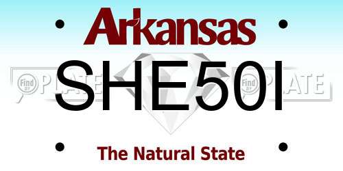 SHE50I Arkansas License Plate