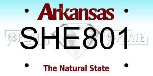 SHE801 Arkansas License Plate