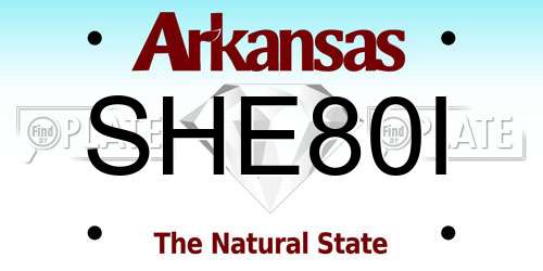 SHE80I Arkansas License Plate