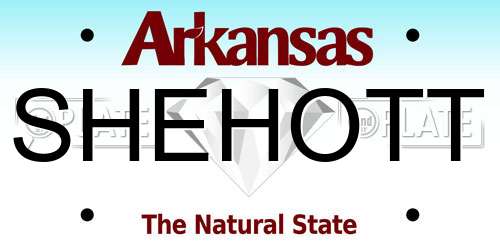 SHEHOTT Arkansas License Plate