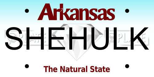 SHEHULK Arkansas License Plate