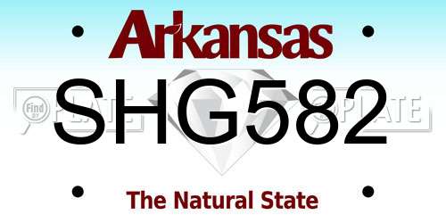 SHG582 Arkansas License Plate
