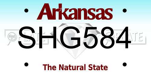 SHG584 Arkansas License Plate