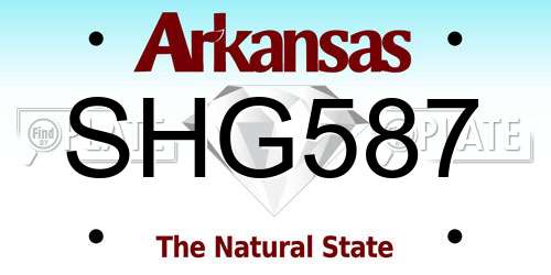 SHG587 Arkansas License Plate