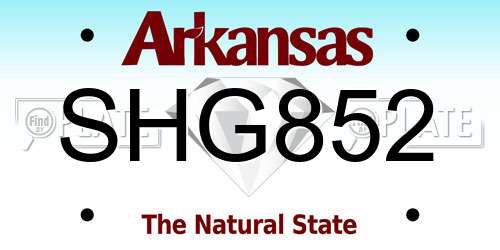SHG852 Arkansas License Plate