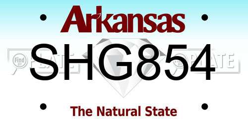 SHG854 Arkansas License Plate