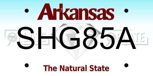 SHG85A Arkansas License Plate