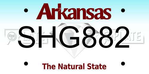 SHG882 Arkansas License Plate